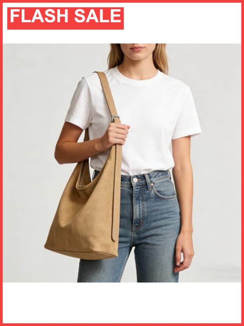 Large Hobo Shoulder Bag Slouchy Suede Tote Handbag for Work Travel - Picture 2 of 5